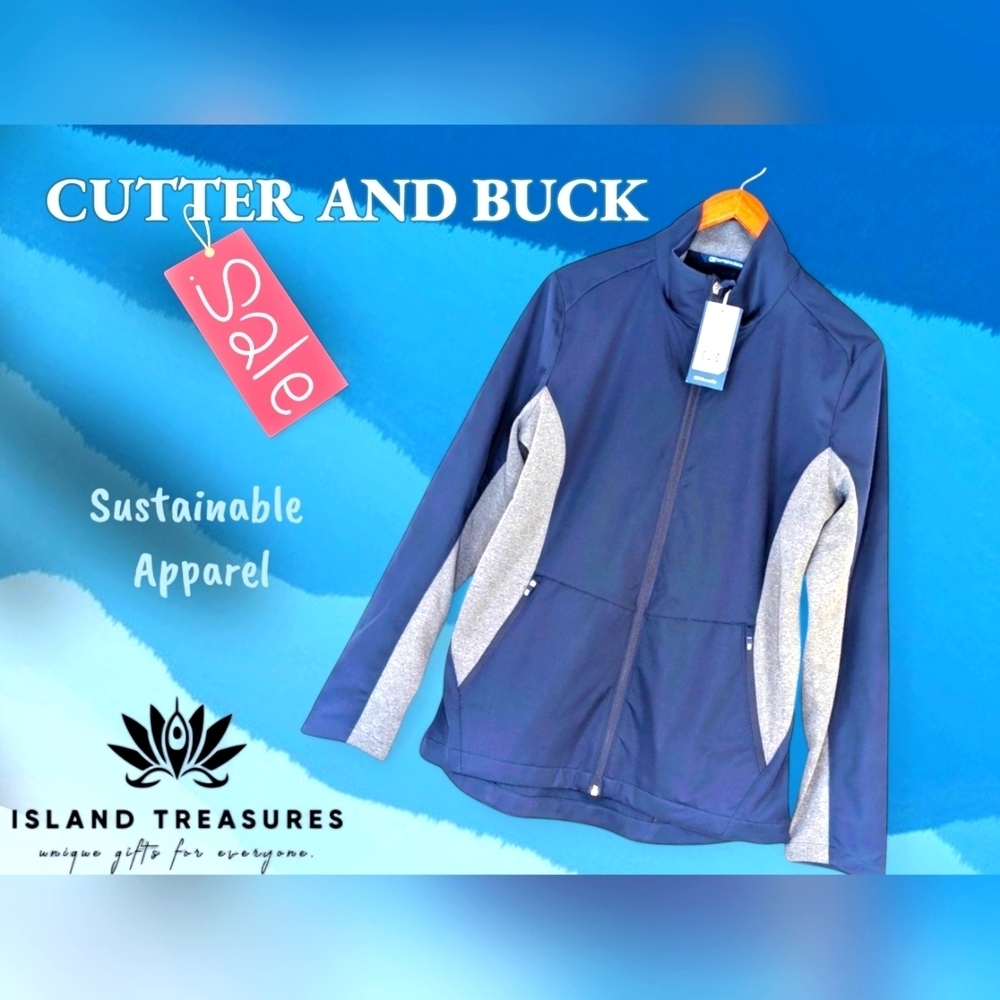 NWT Cutter & Buck Navigate Softshell Navy Womens Full Zip Jacket Sz Medi…